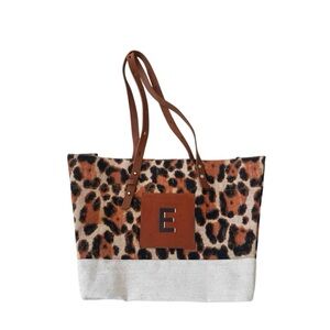 NWT Apolis‎ Cheetah Inital E Custom Limited Edition Market Tote Bag